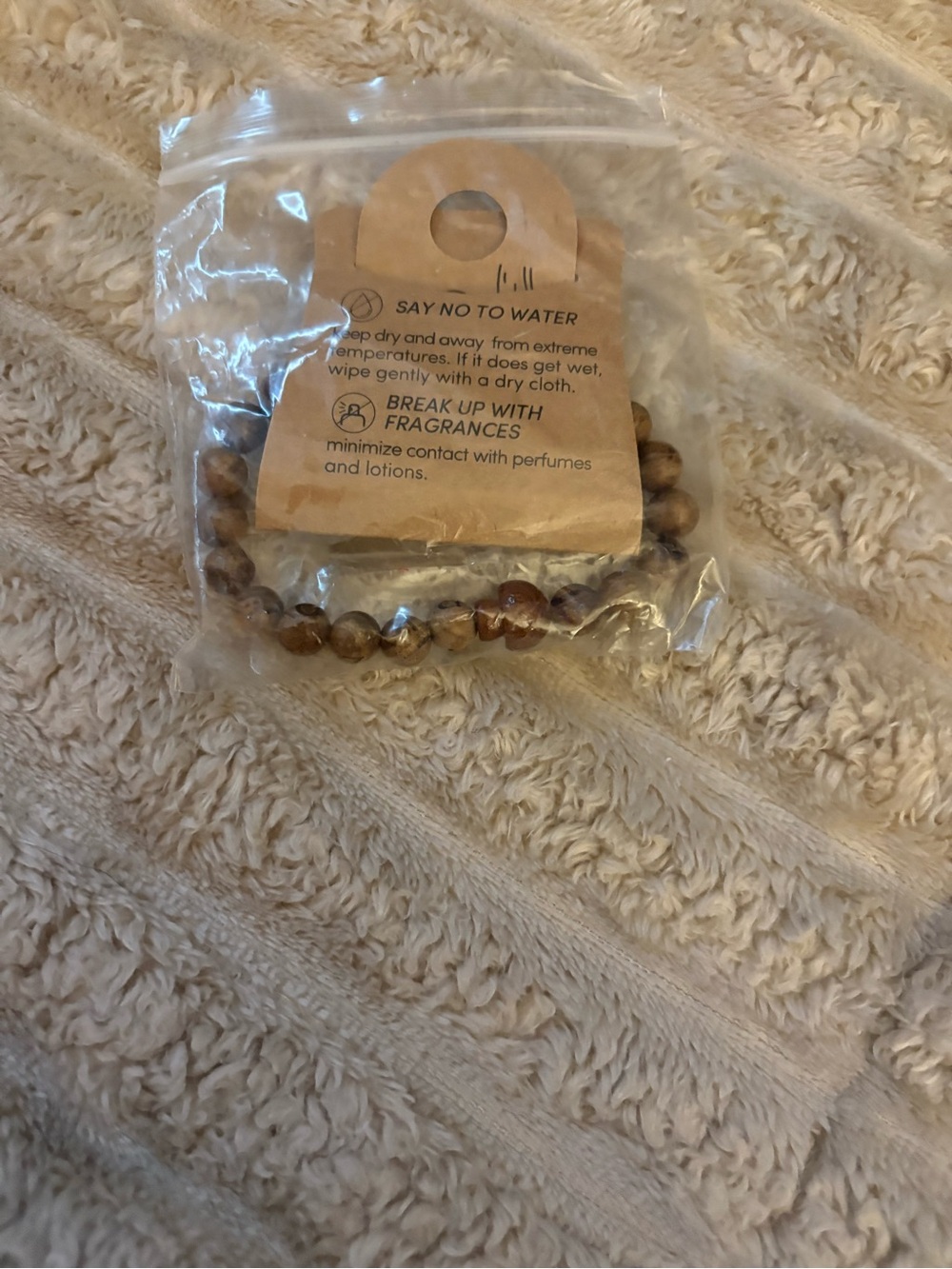 Natural Wood Bead Bracelet - Brown